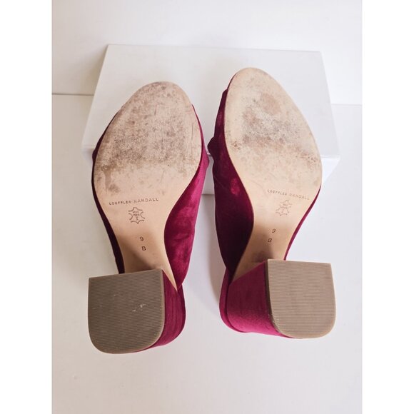 Loeffler Randall Laurel Twist Velvet Burgundy Mule Open Peep Toe Heels Sandals 9 - Picture 12 of 14